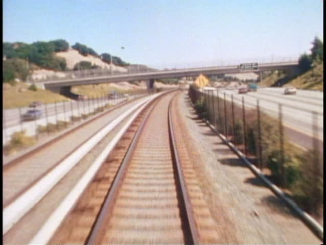 SAN FRANCISCO, CALIFORNIA, 1979, BART subway system, above ground, POV forward