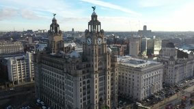 Amazing 4K Drone footage of the iconic Liverpool Skyline in the early morning light. 
