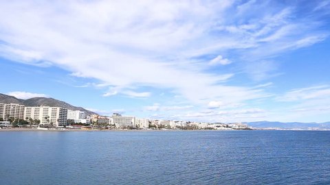 Beautiful panoramic view over Torremolinos city - Malaga, Spain. Beautiful costal city situated in south of Spain , Costa del Sol. Touristic travel attraction all of the year.