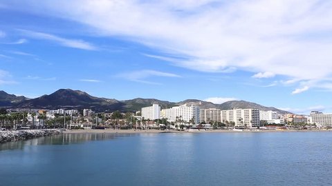 Beautiful panoramic view over Torremolinos city - Malaga, Spain. Beautiful costal city situated in south of Spain , Costa del Sol. Touristic travel attraction all of the year.