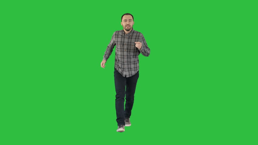 man running on green screen chroma Stock Footage Video (100% Royalty ...