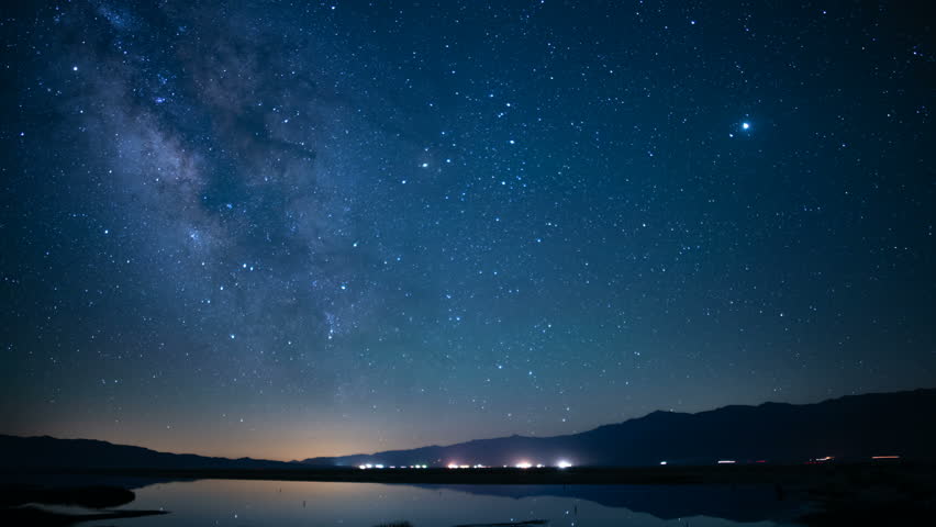 Milky Way and Aquarids Meteor Shower Reflections on Lake Sierra Nevada Mts