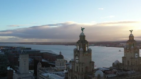 Amazing 4K Drone footage of the iconic Liverpool Skyline with the Mersey river in the background