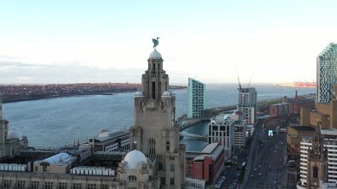 Amazing 4K Drone footage of the iconic Liverpool Skyline with the Mersey river in the background