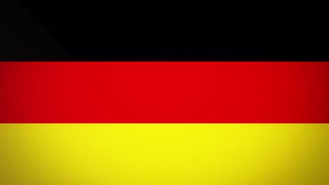 The flag of Germany, flat simple style, with a bright light flare crossing its surface.