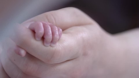 a newborn baby and his mother's hand