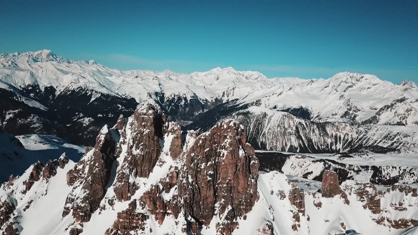 French Alps Courchevel aerial view Royalty-Free Stock Footage #1020506326