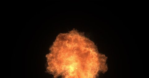 Gasoline Fireball explosion in 4K. Fire blasts. VFX element. 