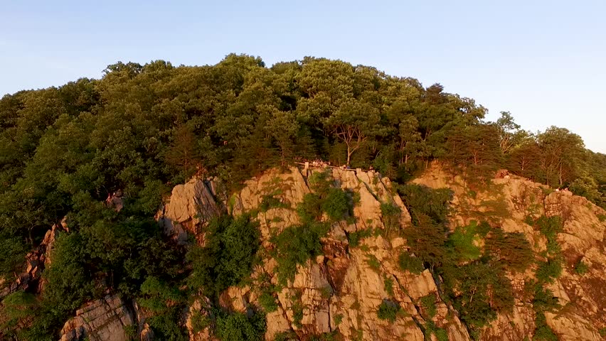 Drone view of chiques rock forest near Susquehanna River which is a major river located in the northeastern and mid-Atlantic United States