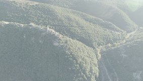 ungraded/flat - Green valley near Monfort castle ruins in Israel, aerial 4k footage 