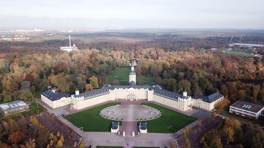 Drone 4k Flyover Karlsruhe Castle. Stock Footage Video (100% Royalty ...