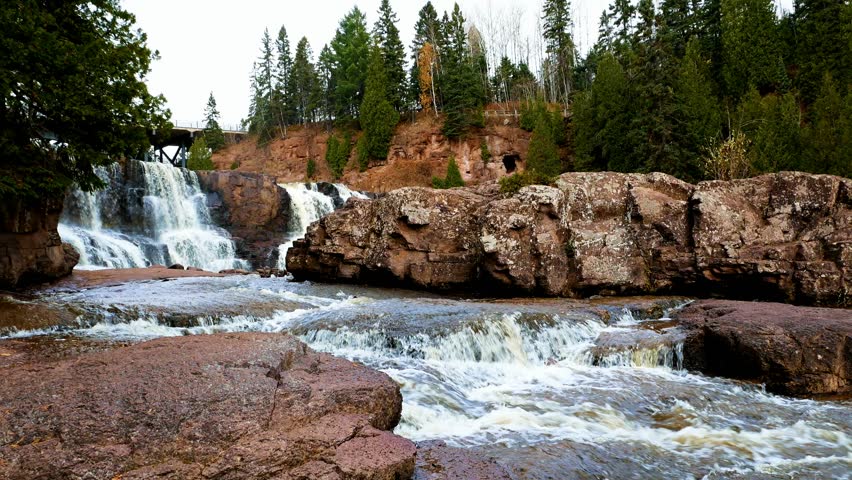 Gooseberry Falls State Park in Minnesota late autumn on the North Shore of Lake Superior.