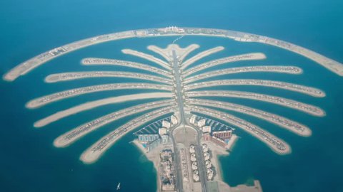 Jumeirah Palm Island Development In Dubai shooting from air