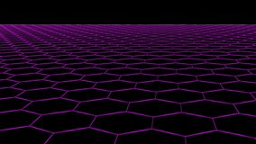 hexagonal grid net field landscape flight seamless loop drawing motion graphics animation background new quality vintage style cool nice beautiful 4k stock video footage