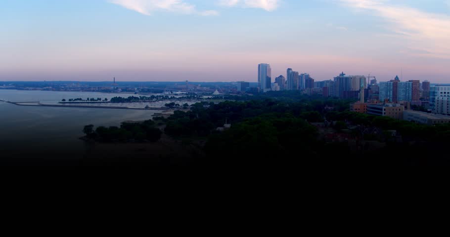 Drone Shot, Milwaukee at Sunset