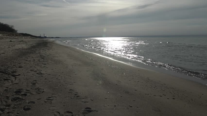 Reflection of the sun in water. Indiana Dunes National Lakeshore, USA