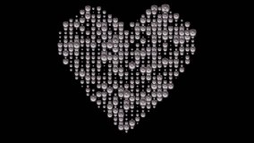 a pumping heart shape made from 100's of videos of a pumping speaker