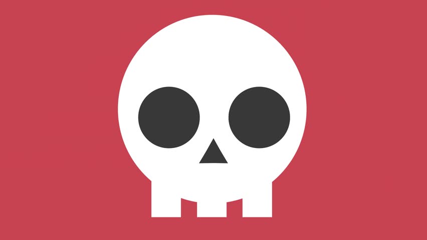 Flat 2d Skull Icon Animation Stock Footage Video (100% Royalty-free