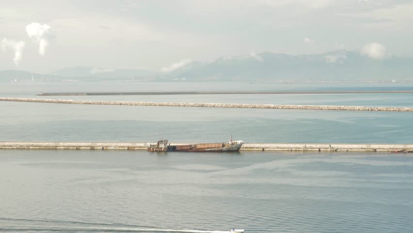 Old ship at italy coast.