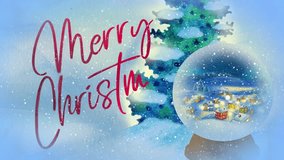 Watercolor christmas background. Greeting card. Beautifull greeting card for Merry Christmas and Happy New Year. Cartoon snow globe. - Powered by Shutterstock - Get 15% off with code: PIKWIZARD15