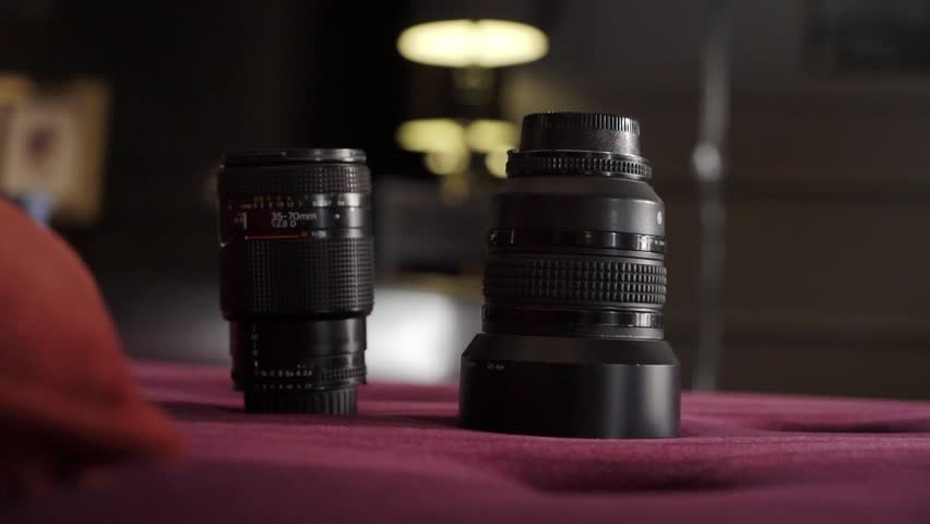 DSLR camera lenses at photosession for photography