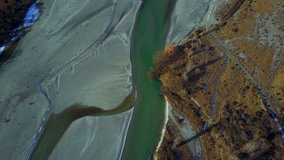 4K. Aerial view of Shotover river near Queenstown, one of the most popular travel destination in South Island, New Zealand