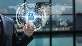 Businessman touch network using padlock icon technology with virtual screen icons, Business Technology Privacy concept, Internet Concept of global business.
 - Powered by Shutterstock - Get 15% off with code: PIKWIZARD15