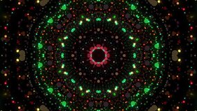 Neon Particles Hypnotic Kaleidoscope for concert, night club, music video, events, show, fashion, holiday, exhibition, LED screens and projection mapping, audiovisual projects.