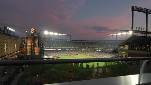 Baltimore, Maryland / United States - May 9 2018: Baseball Game at Oriole Park, Night