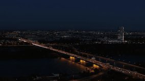 drone aerial vienna city night scene