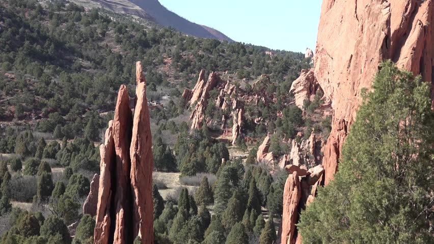 Eroded red-sandstone formations. Garden of the Gods, Colorado Springs, Colorado