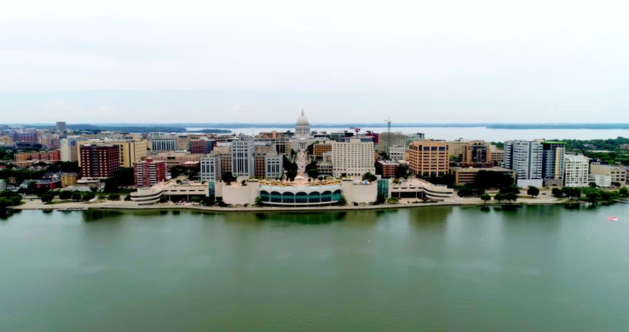 Drone Shot of Downtown Madison, Wisconsin