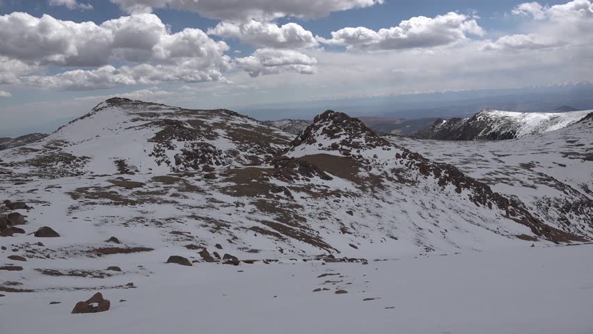 Snow-covered mountains  Pikes Peak Mountains in Colorado Spring, Colorado, USA 