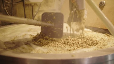 Artisanal Brewing in Montpellier France. Cereal grains and water fermenting. Beer production process