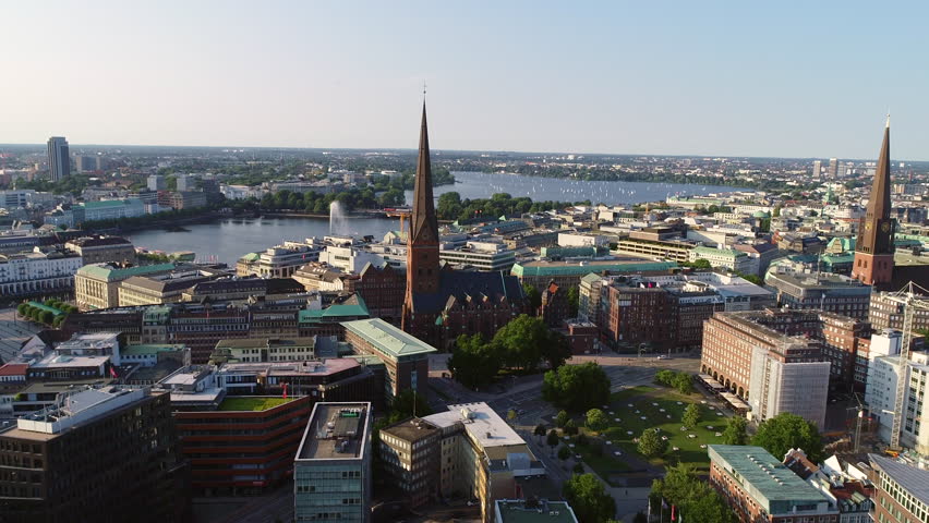 Hamburg City in Germany Arial View