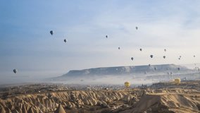 Lovely Air Balloon Traffic 4K Video Time Lapse at Cappadocia 