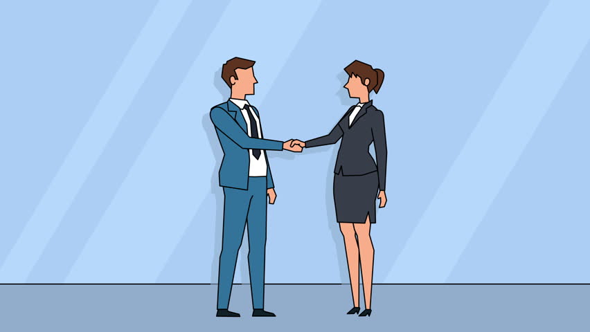 Flat cartoon business people characters  success shake hands team agreement consent concept animation Royalty-Free Stock Footage #1020656773