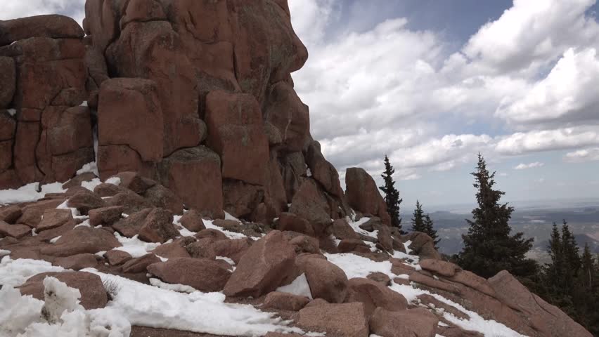 The beautiful scenic view from top of the Pikes Peak Mountains in Colorado Spring, Colorado, USA