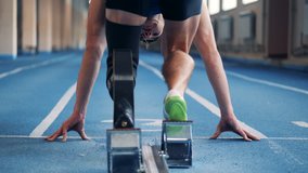 A runner with prosthetic leg training, back view. - Powered by Shutterstock - Get 15% off with code: PIKWIZARD15