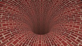 Brickwall wormhole funnel tunnel flight seamless loop animation background new quality vintage style cool nice beautiful 4k stock video footage