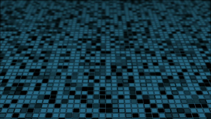 Rotation around the axis of the grid of squares. Depth of field.Loopable abstract digital technology background made of particles. 3d render with depth of field.