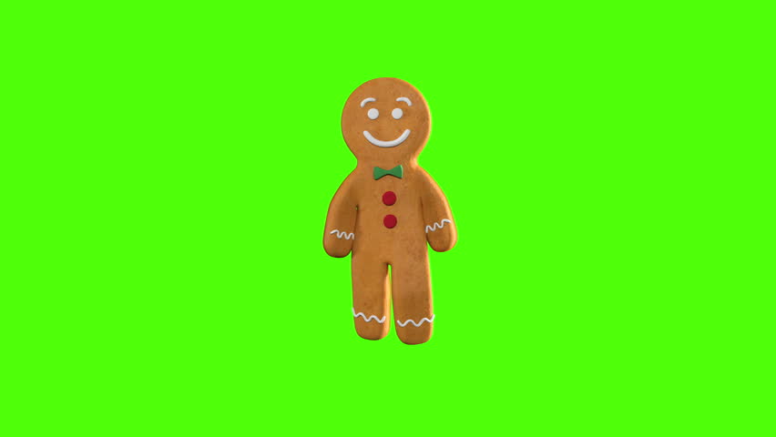 Gingerbread Dancer 3D animation of funny, hot and sweet cookie boys dancing for holiday and kid event, show, VJ, party, music, website, banner, dvd. Green screen
