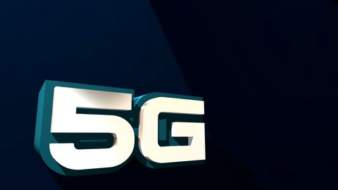 5G as 3D text on wall