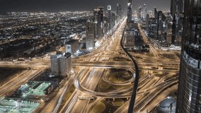 Traffic Flow on Busiest Interchange in Dubai, Sheikh Zayed Road