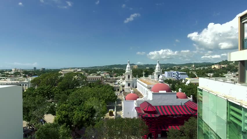 Aerial view of town center area in Ponce, Puerto Rico
