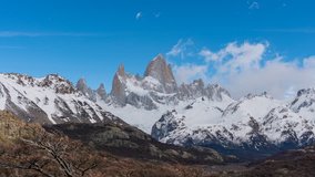 4k timelapse video of Monte Fitz Roy at Los Glaciares National Park in Argentina
