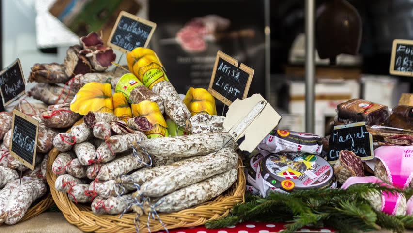 Motion control Timelapse of local market in the French Alps