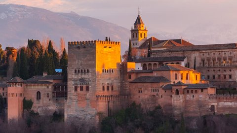 Panoramic view of The Alhambra, Granada, Amdalusia, Spain, Europe