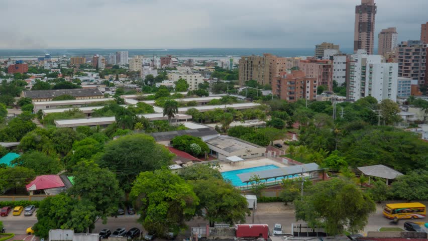 Elevated Timelapse of Northern Barranquilla, Colombia During A Cloudy Day