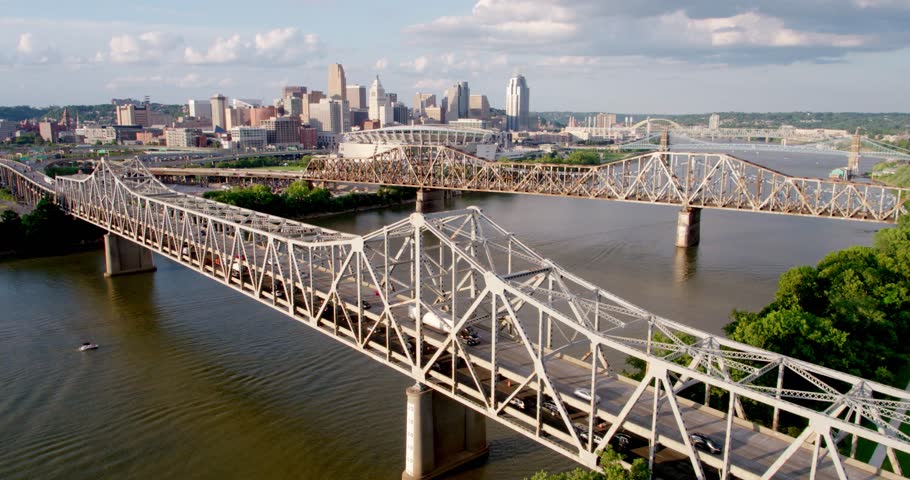 Drone Shot, Bridges into Cincinatti